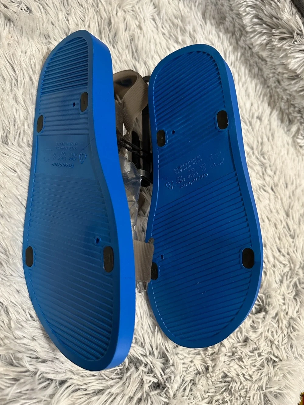 Blue Footbed Adjustable Strappy Sandals with Taupe Straps